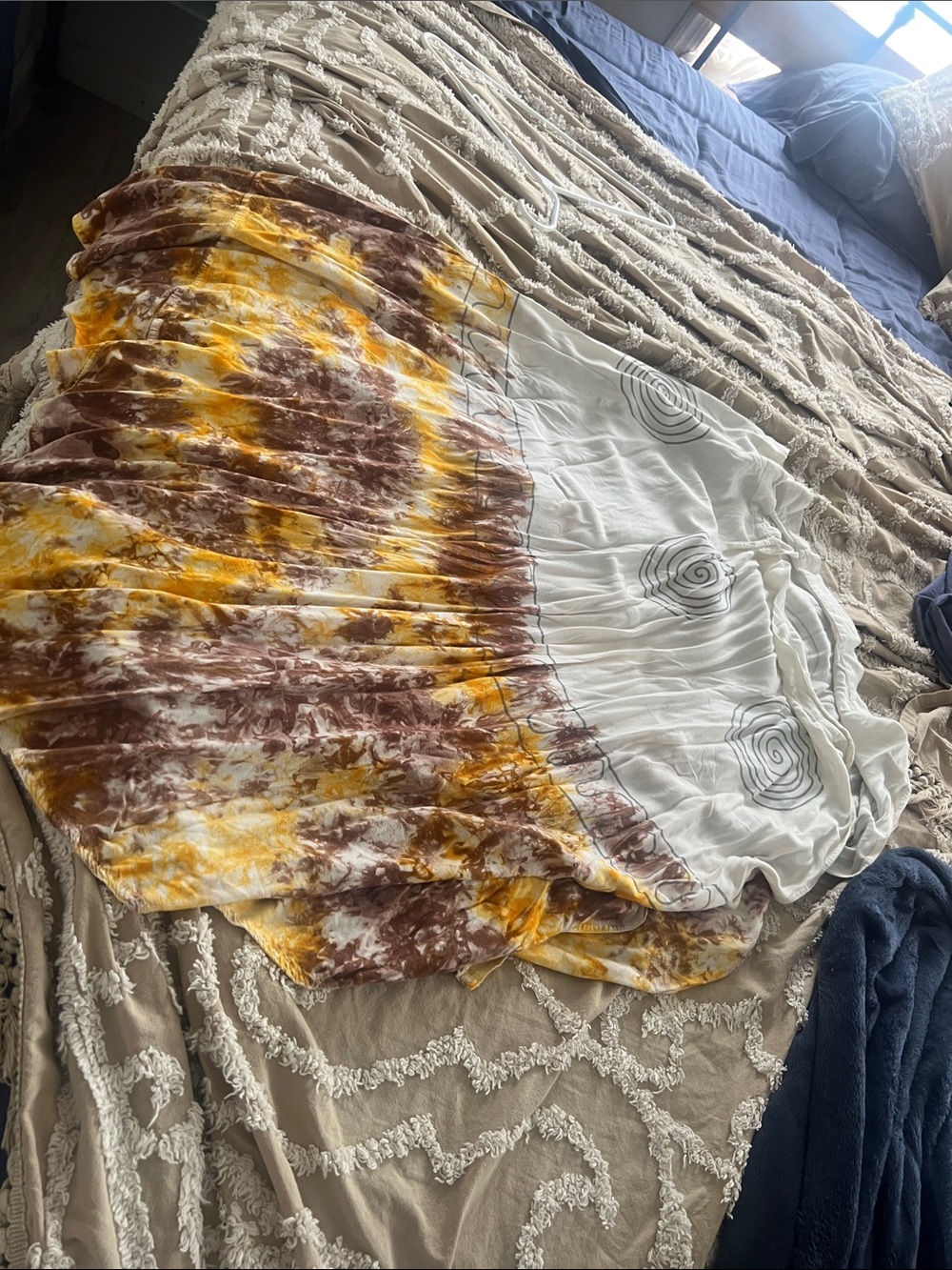 Sunburst Tie-Dye Maxi Skirt in Yellow and Brown